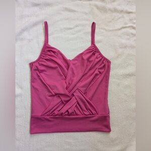 Vintage Spaghetti Strap Top with Drape Detail - Dark Rose - Medium